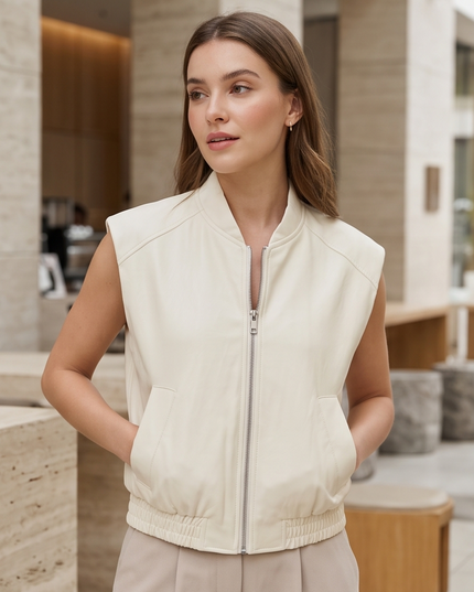 Leather Cream Vest