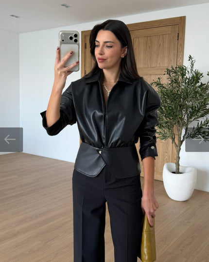 Lior black designer leather jacket