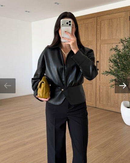 Lior black designer leather jacket