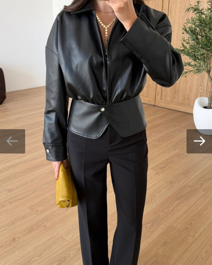 Lior black designer leather jacket