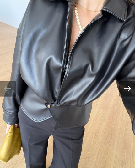 Lior black designer leather jacket