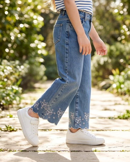 Floral Twist Jeans-Kids Wear