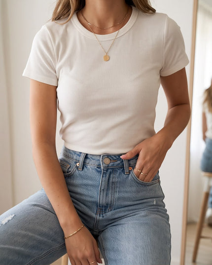 Denim Wide Leg Jeans-Women Wear