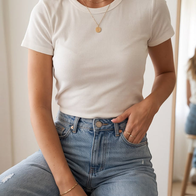 Denim Wide Leg Jeans-Women Wear