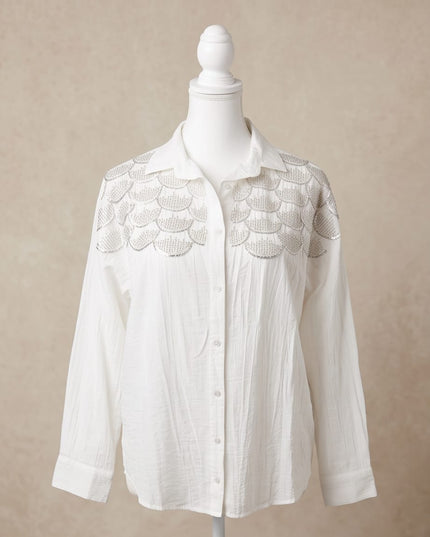 Scallop Embellished Shirt-Women