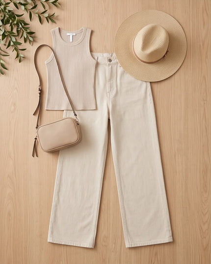 Wide Leg Jeans-Women Wear