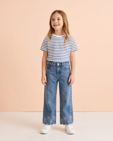 Floral Twist Jeans-Kids Wear