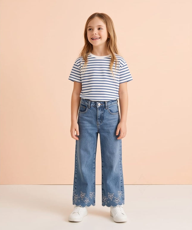 Floral Twist Jeans-Kids Wear