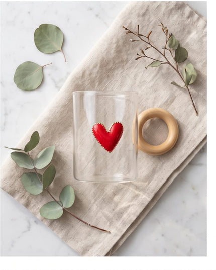 Heart Glass Mug-Mugs
