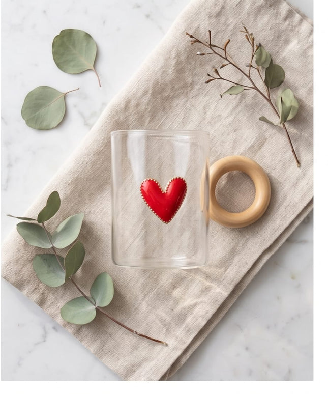 Heart Glass Mug-Mugs