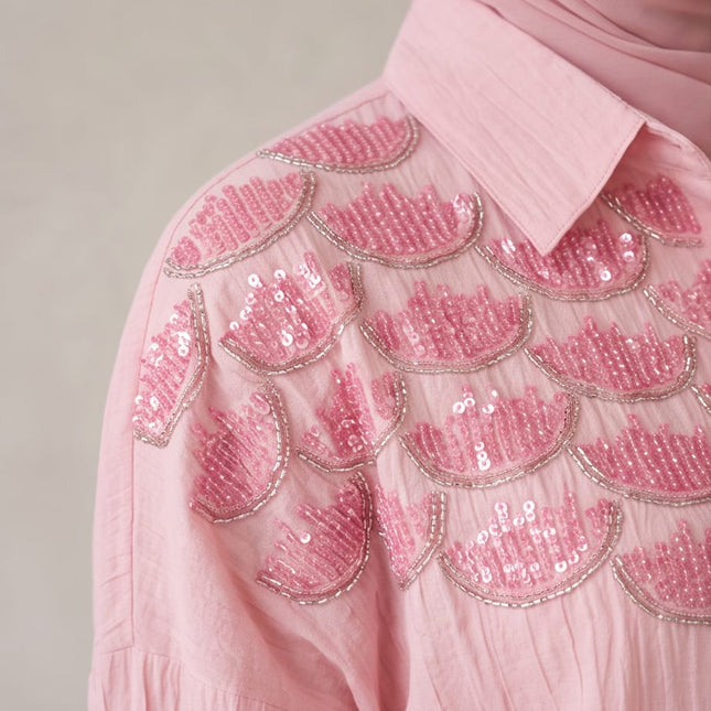 Scallop Embellished Shirt-Women