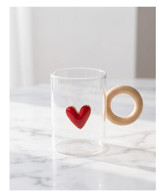 Heart Glass Mug-Mugs