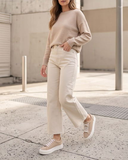 Wide Leg Jeans-Women Wear