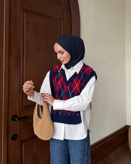 Triko with Tshirt - navy Blue and white