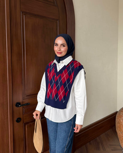 Triko with Tshirt - navy Blue and white