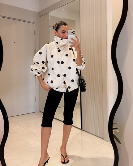 White Polka-Dot Oversized Jacket