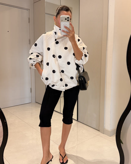 White Polka-Dot Oversized Jacket