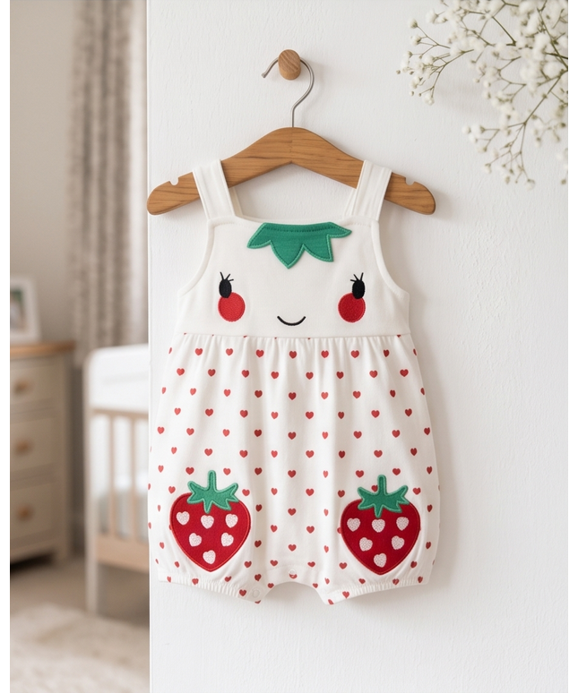 Strawberry Romper - Baby Girl