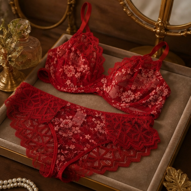 Lace Lingerie - Red set