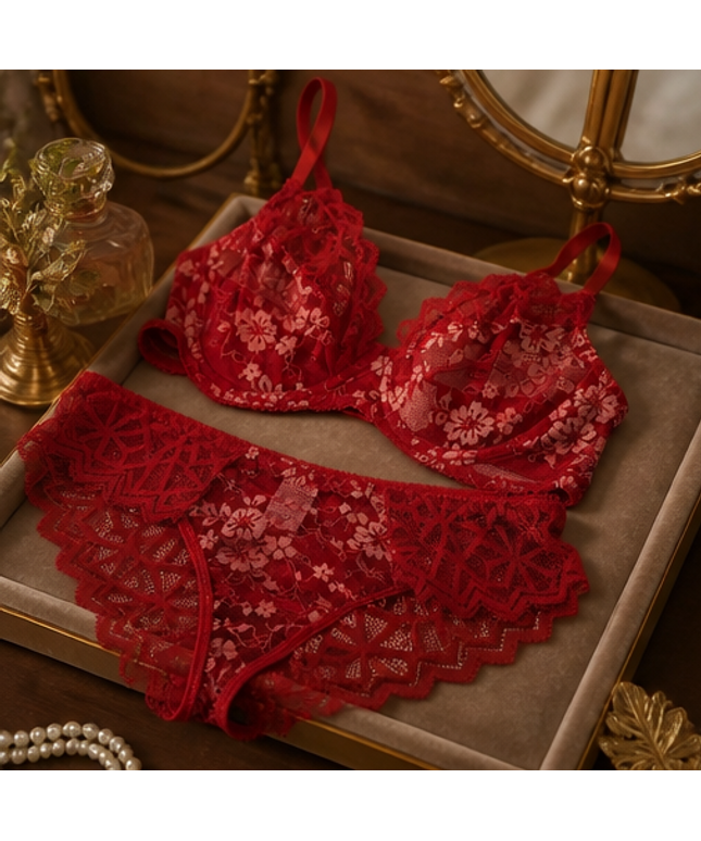 Lace Lingerie - Red set