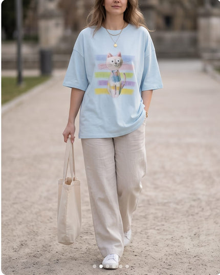 Tshirt Cotton - Oversize Blue