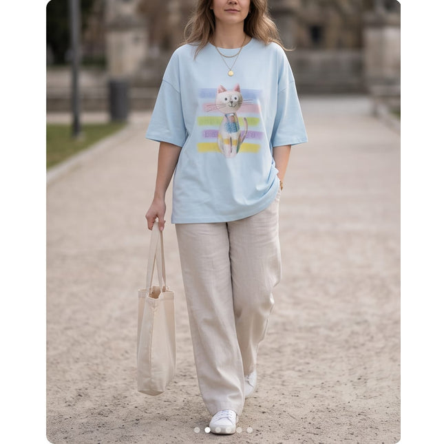 Tshirt Cotton - Oversize Blue