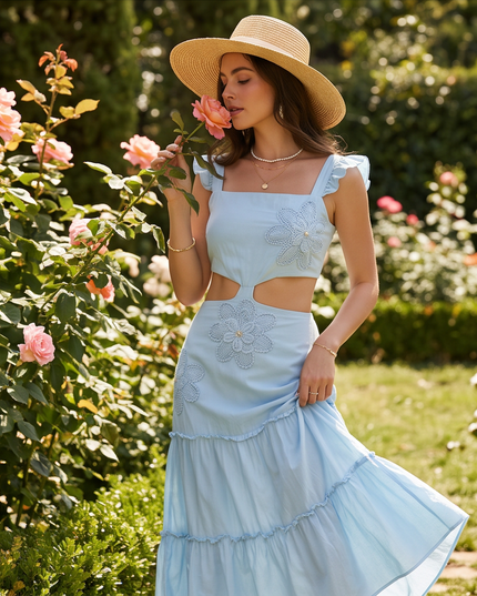 Embellished Cut Out Midi Dress