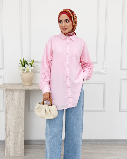 Long Shirt - ruffled sleeves