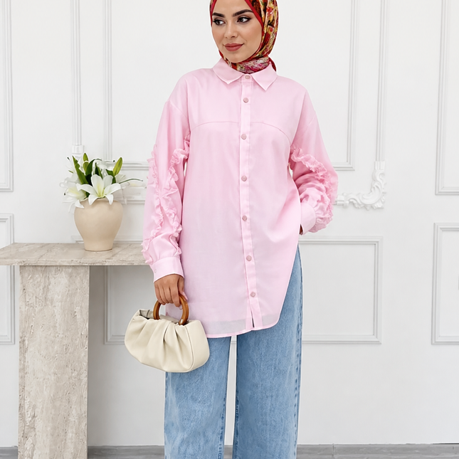 Long Shirt - ruffled sleeves