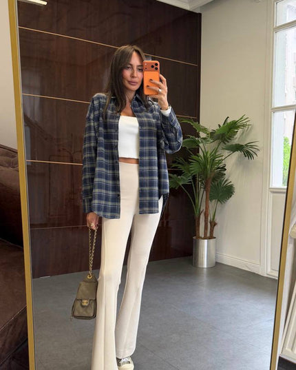 Oversized plaid flannel shirt