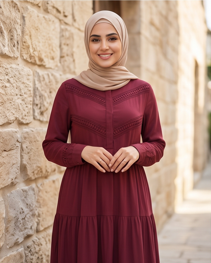 Elegant Long Sleeve Tiered Maxi Dress