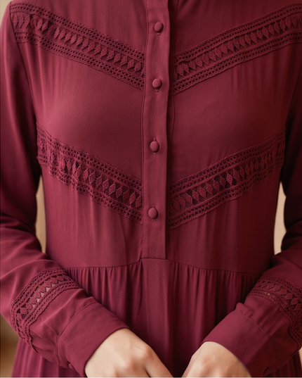 Elegant Long Sleeve Tiered Maxi Dress