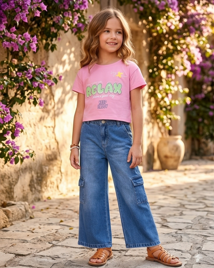 Tee and wide-leg denim