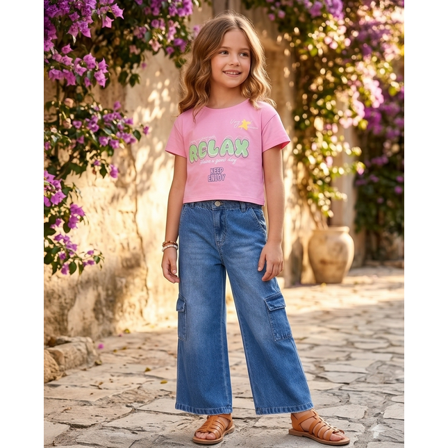 Tee and wide-leg denim