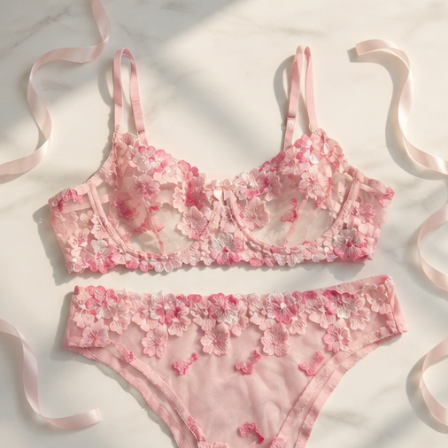 Floral Set - Pink Lingerie