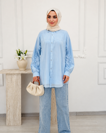 Long Shirt - ruffled sleeves