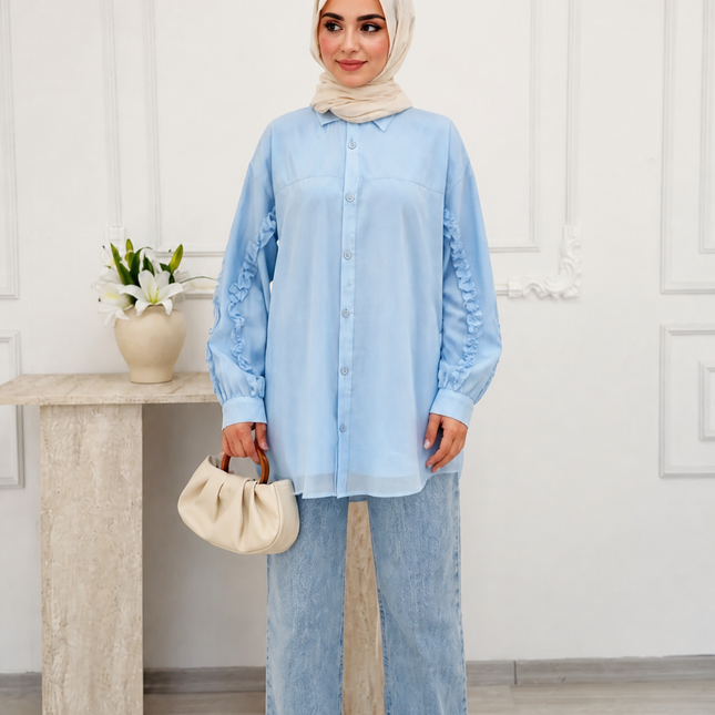 Long Shirt - ruffled sleeves