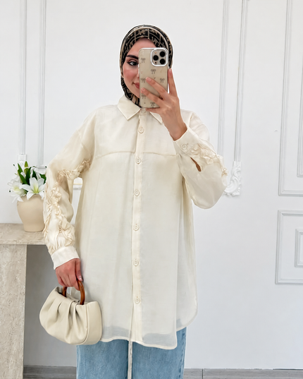 Long Shirt - ruffled sleeves