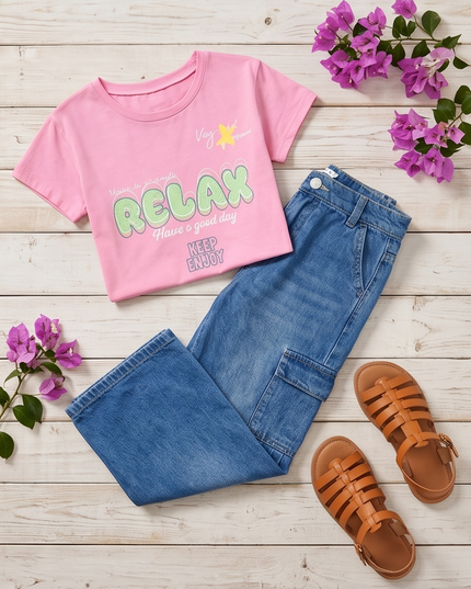 Tee and wide-leg denim