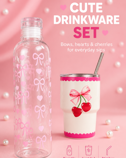 Offer bow and cherry drinkware