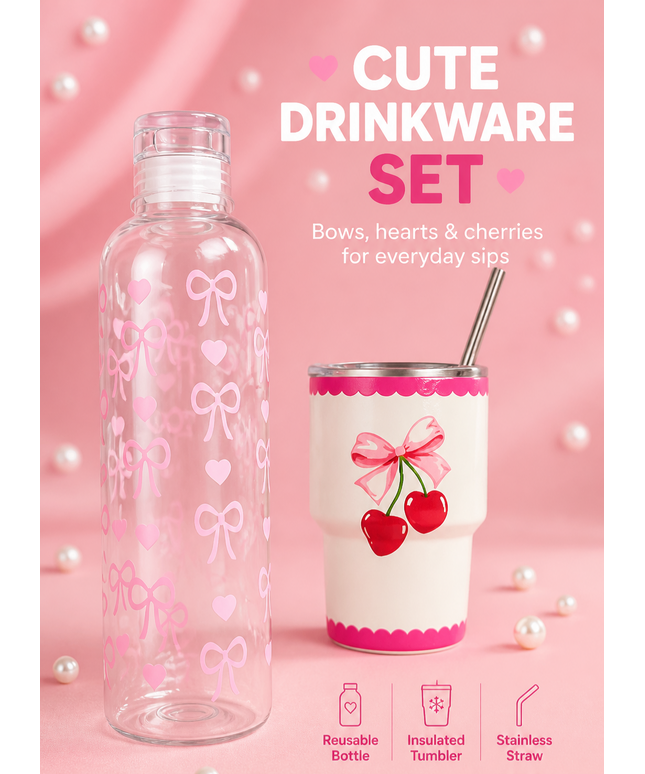Offer bow and cherry drinkware